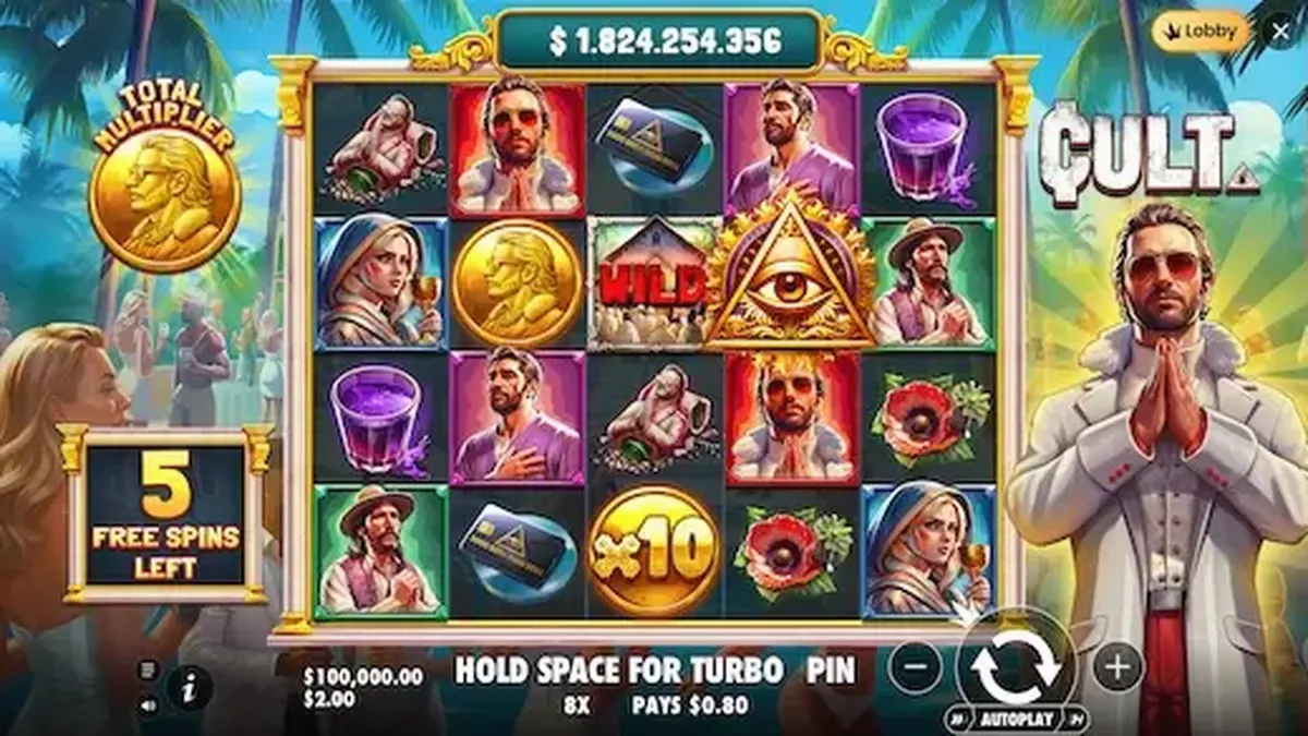 Interface misteriosa e sombria do slot Cult com símbolos de rituais